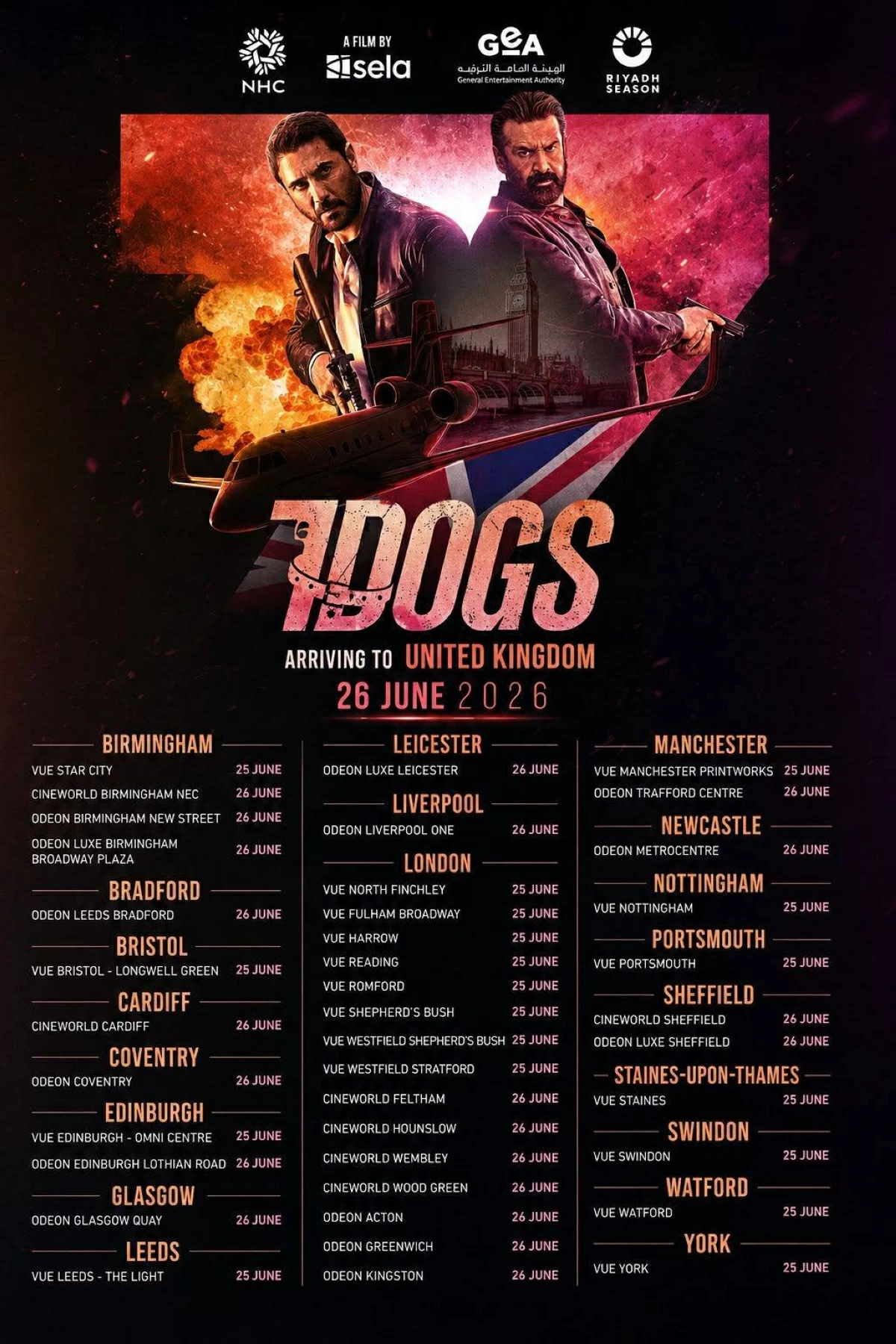 بعد عرضه في المملكة المتحدة.. انطلاق فيلم 7DOGS في 22 ولاية أمريكية الليلة